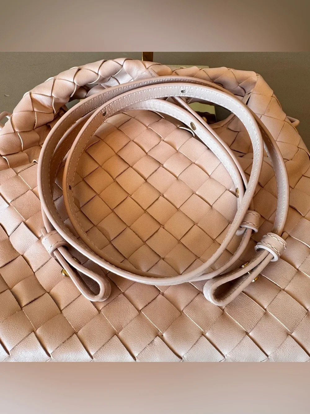 Bottega Veneta Mini Hop Intrecciato Leather Shoulder Bag Pink Crossbody NWT